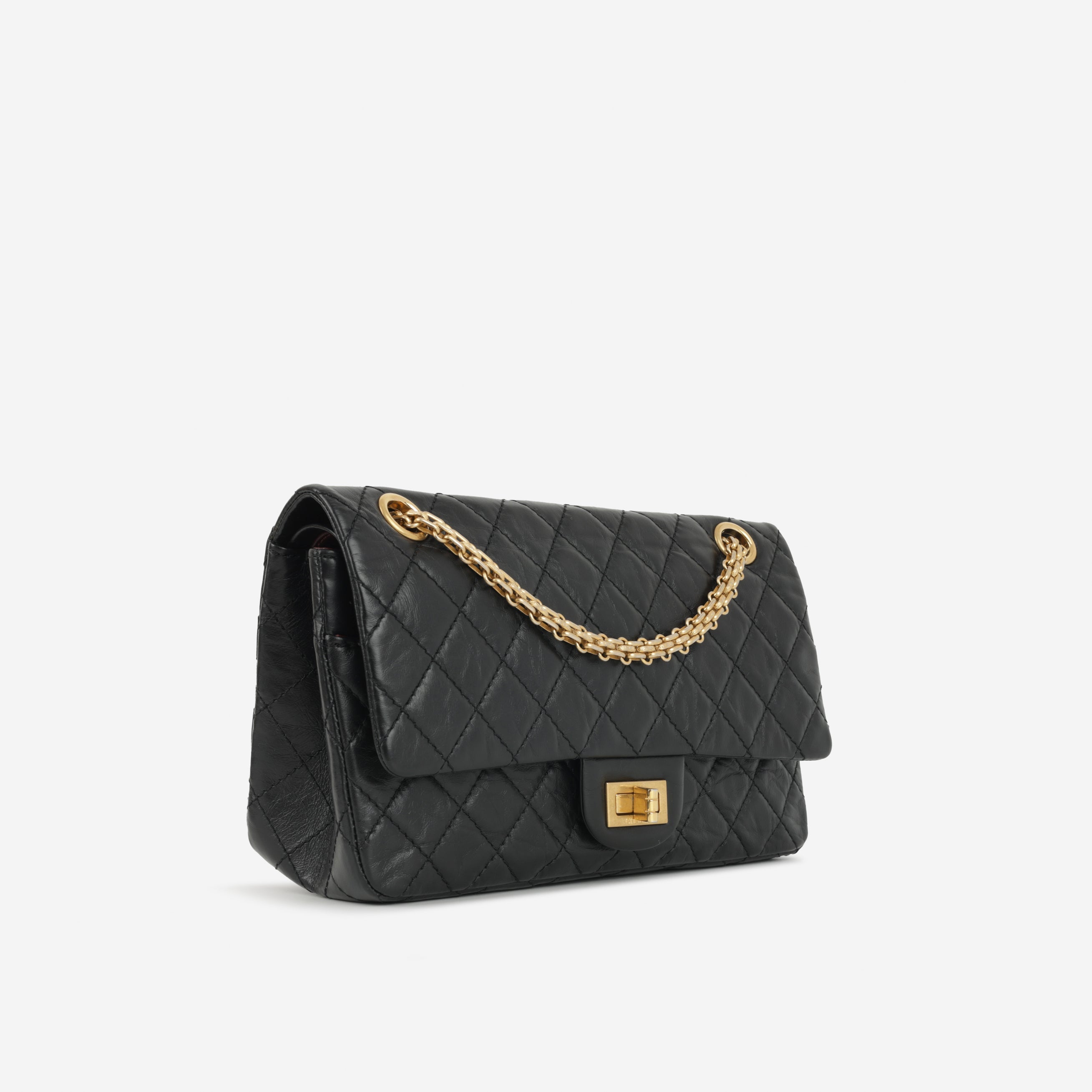 Chanel 2.55 Reissue 225 - Black Crumpled Calfskin | Gold Hardware