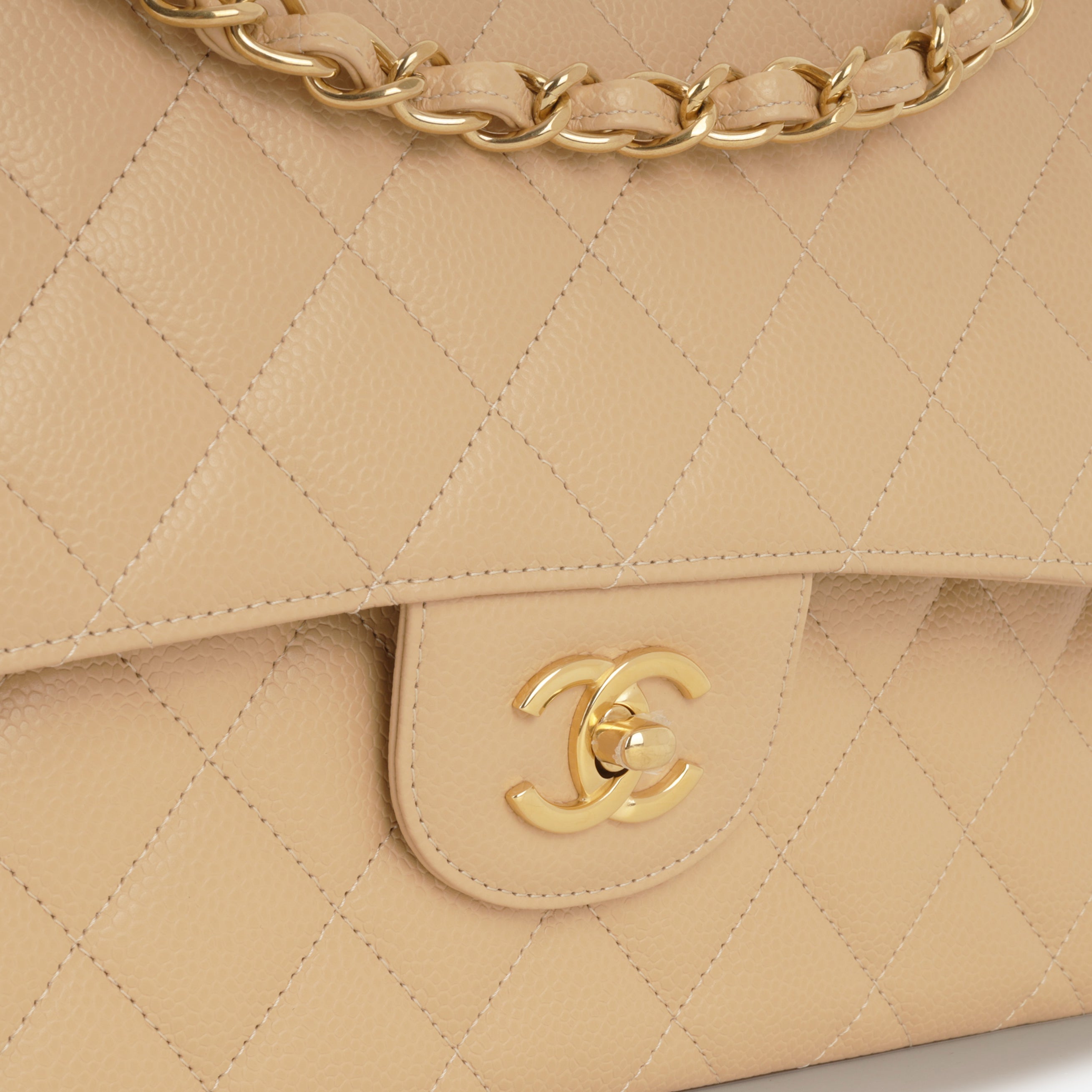 Chanel Classic Jumbo Double Flap - Beige Caviar | Gold Hardware