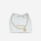 Chanel Medium 22 Hobo - White Shiny Calfskin | Gold Hardware