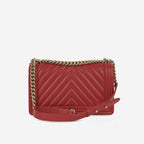 Chanel New Medium Boy Bag - Red Chevron Lambskin | Champagne Gold Hardware