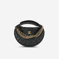 Chanel Half Moon Clutch Bag - Black Caviar | Gold Hardware