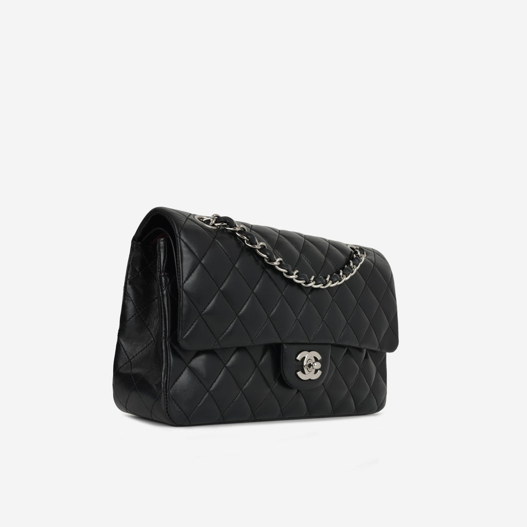 Chanel Medium Classic Flap - Black Lambskin | Silver Hardware