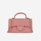 Chanel Mini Top Handle Flap - Pink Lambskin  | Champagne Gold Hardware