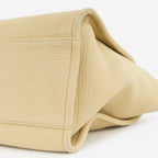Chanel Large Deauville Bag - Beige Canvas | Silver Hardware