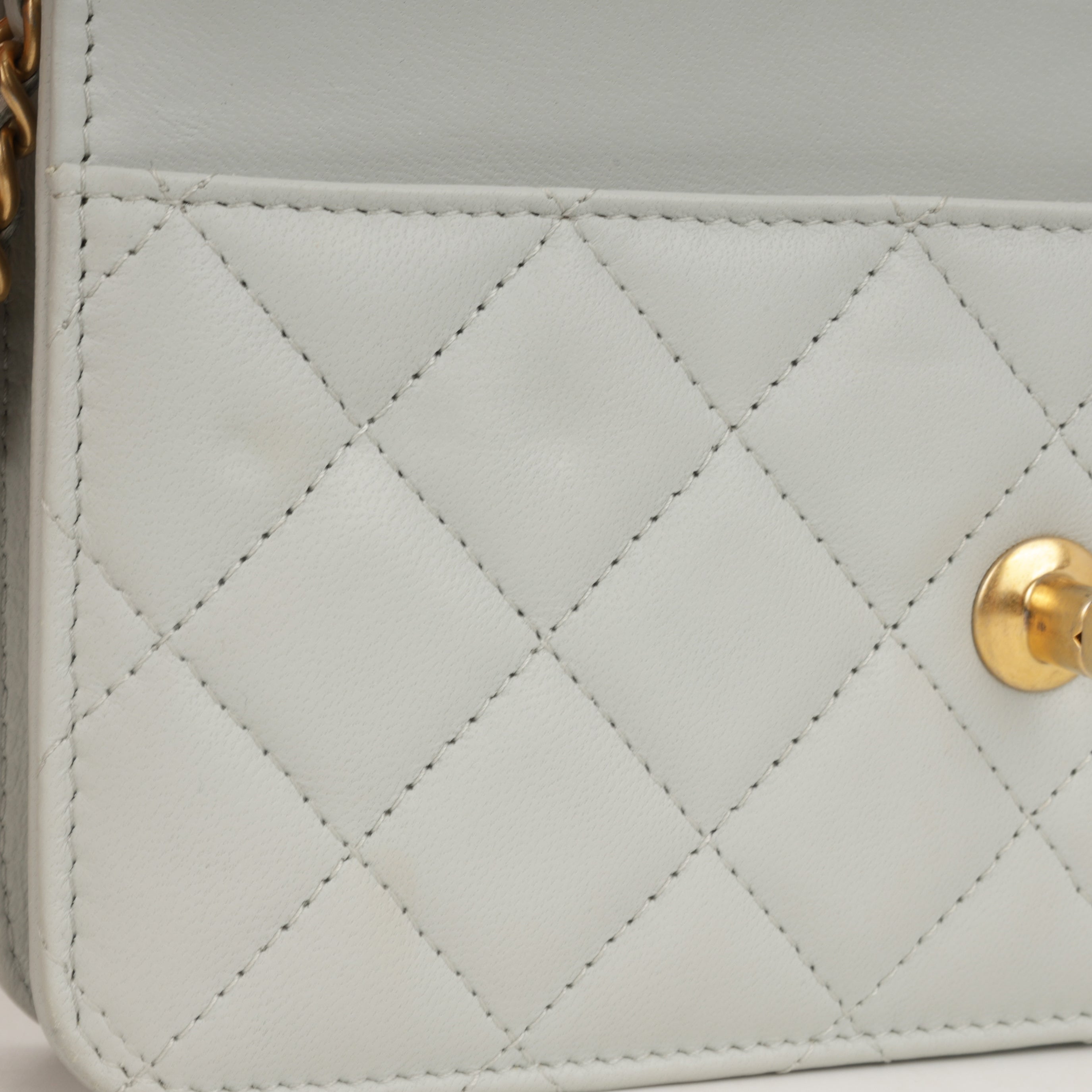 Chanel Pearl Crush Wallet On Chain - Grey Lambskin | Gold Hardware