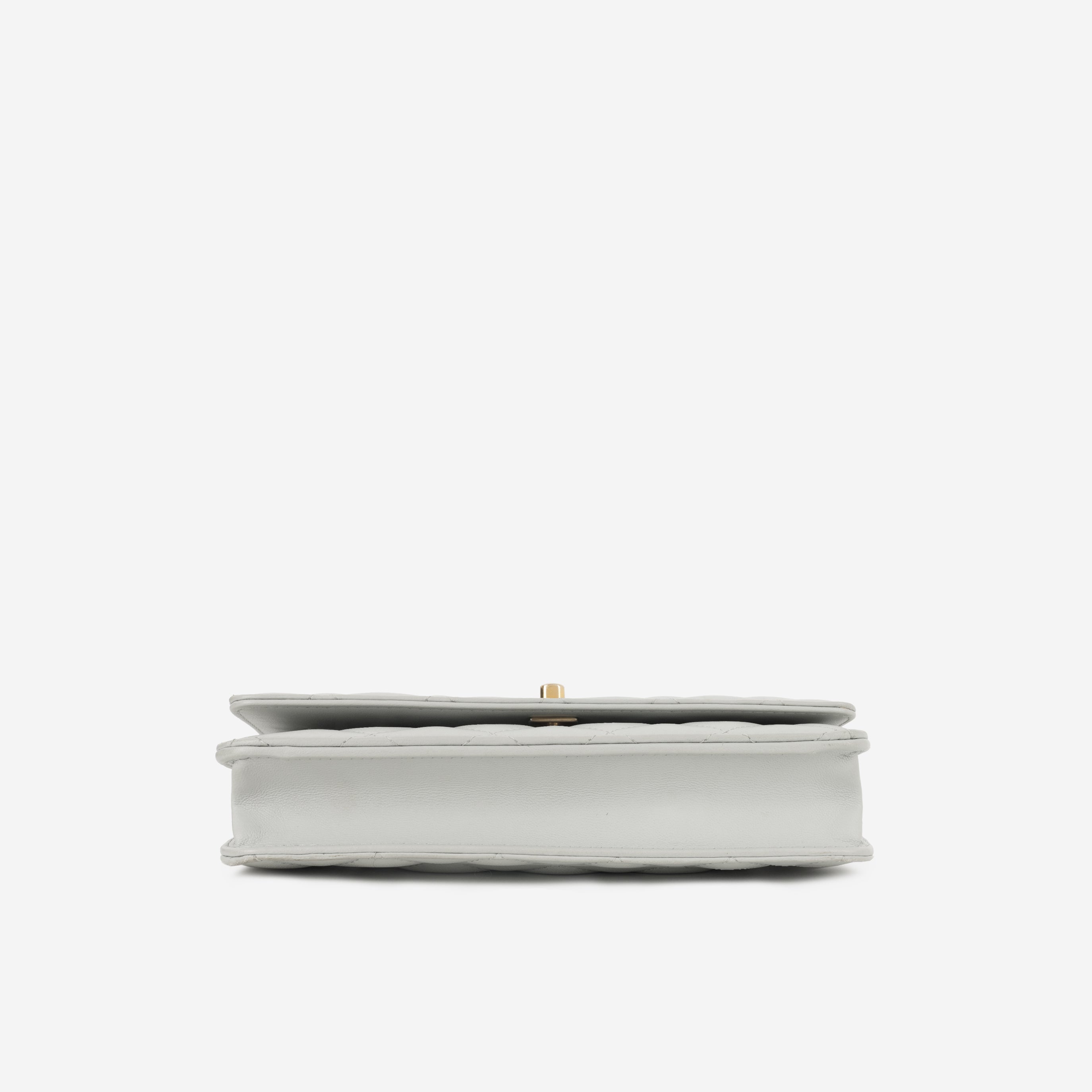 Chanel Pearl Crush Wallet On Chain - Grey Lambskin | Gold Hardware