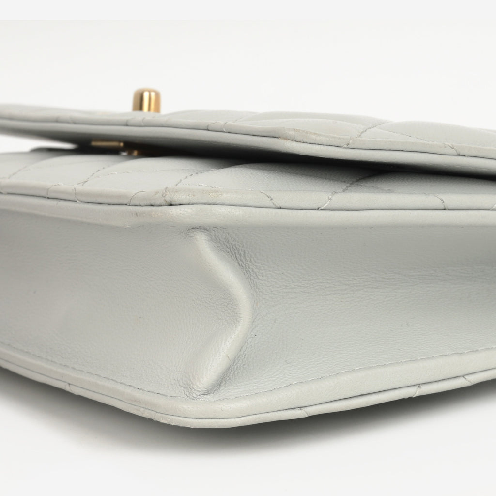 Chanel Pearl Crush Wallet On Chain - Grey Lambskin | Gold Hardware