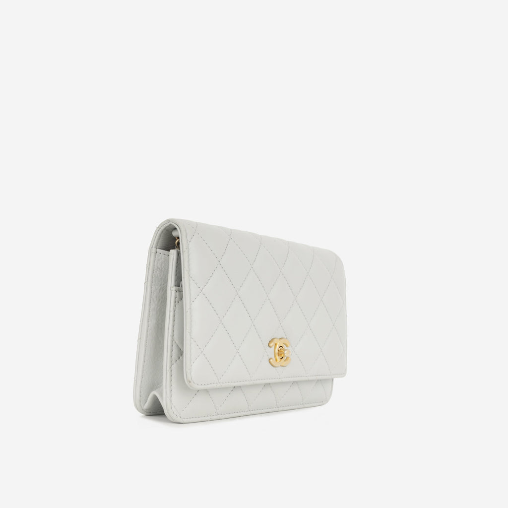 Chanel Pearl Crush Wallet On Chain - Grey Lambskin | Gold Hardware