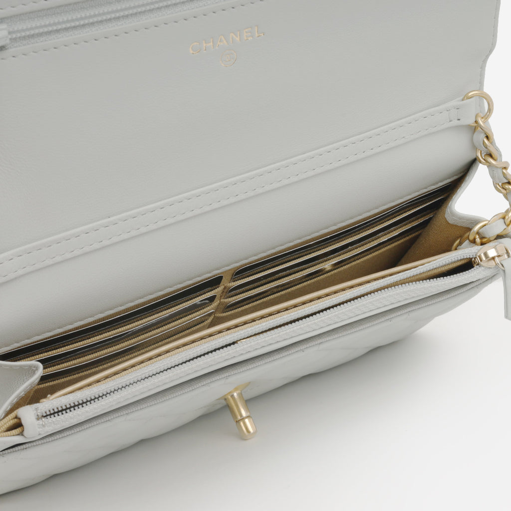 Chanel Pearl Crush Wallet On Chain - Grey Lambskin | Gold Hardware