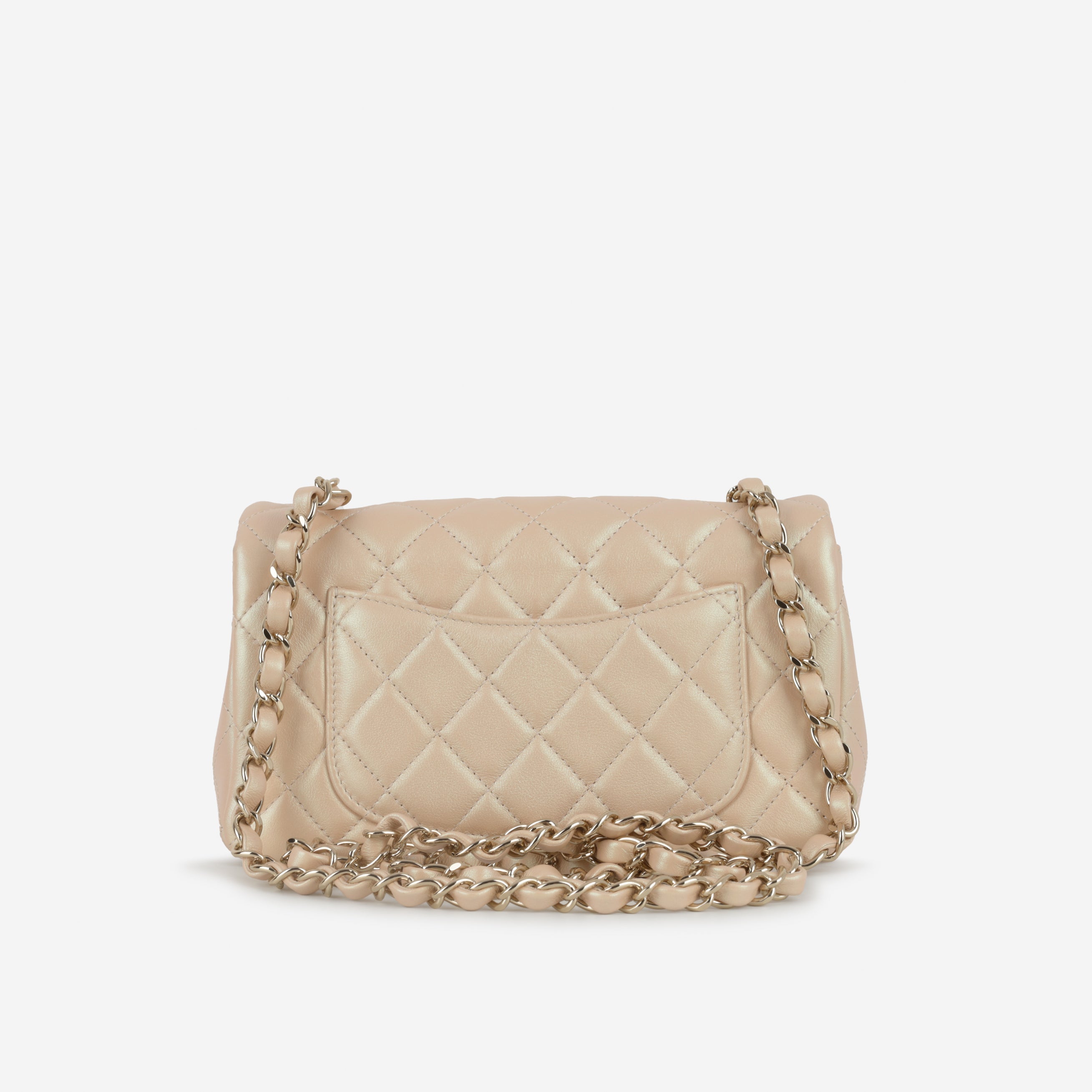 Chanel Mini Rectangular - Pearlescent Beige Lambskin | Champagne Gold Hardware