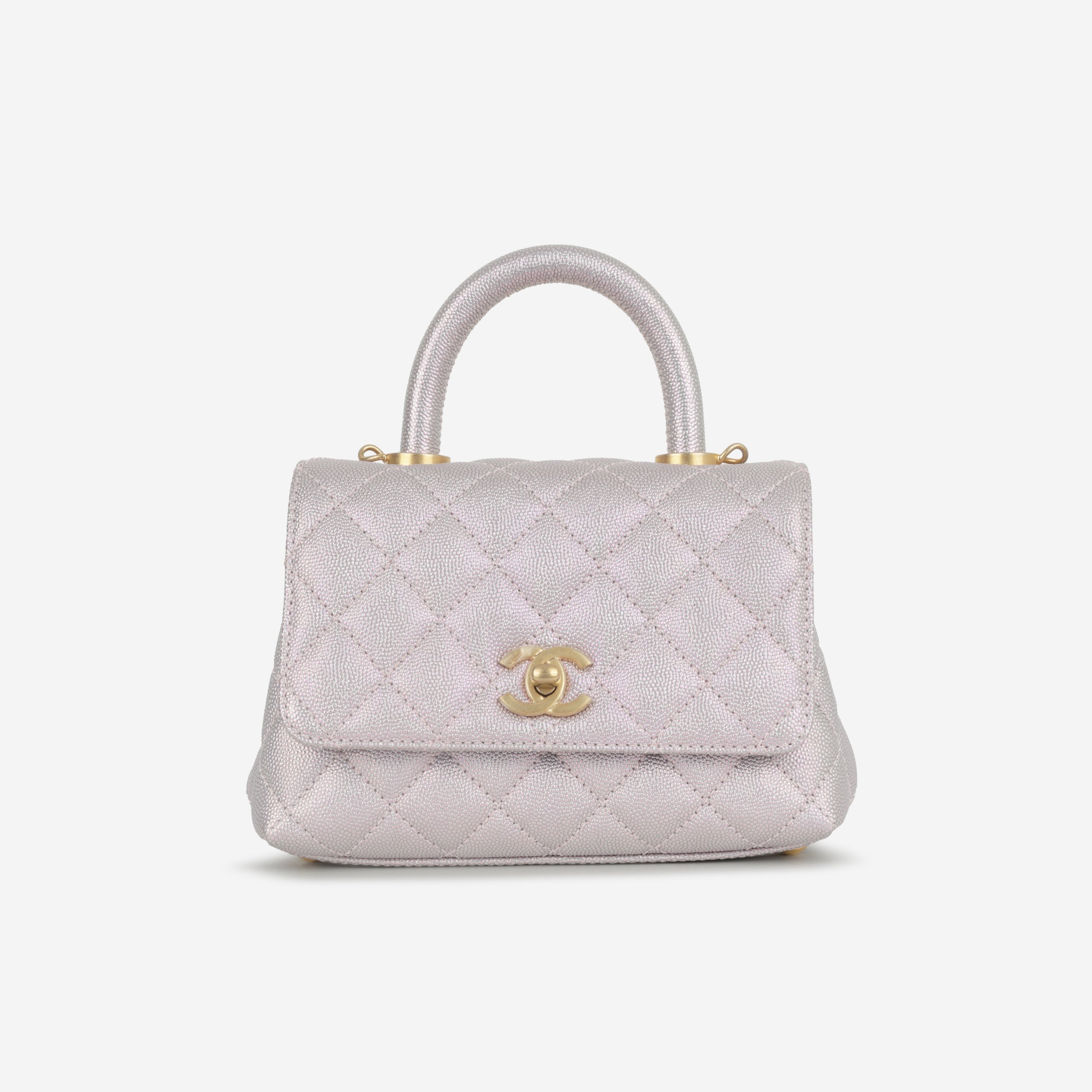 Chanel Mini Coco Handle - Iridescent Lilac Caviar | Champagne Gold Hardware
