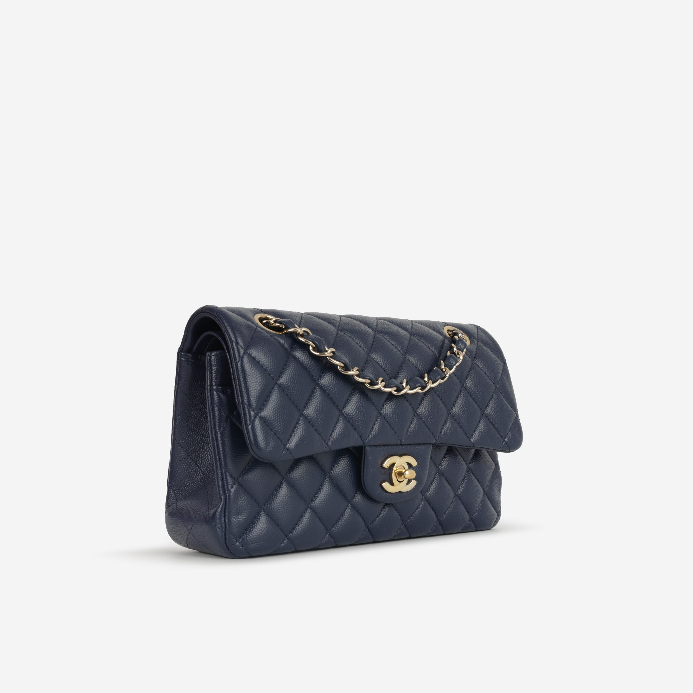 Chanel Small Classic Flap - Navy Caviar | Champagne Gold Hardware