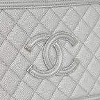 Chanel Medium Filigree Vanity Case - Silver Caviar | Silver Hardware