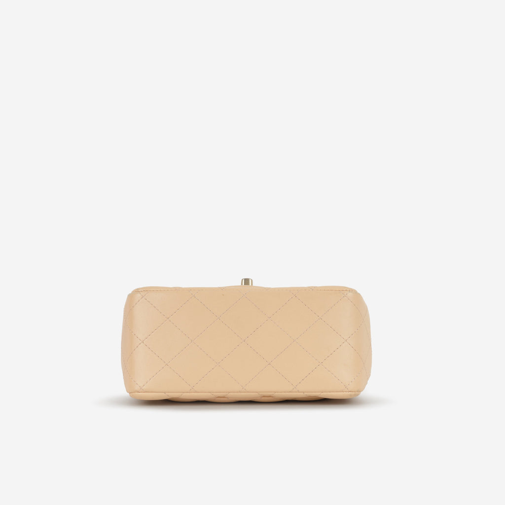 Chanel Mini Square - Beige Lambskin | Gold Hardware