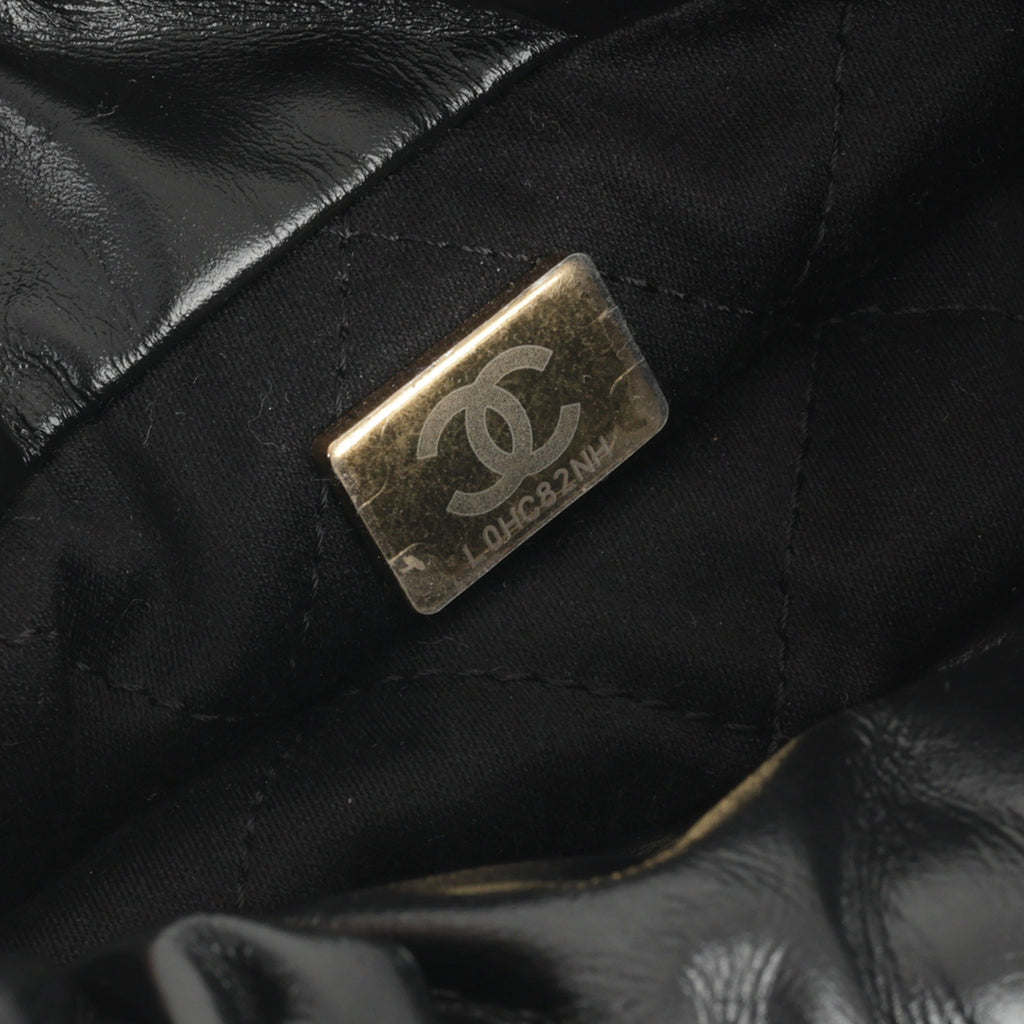 Chanel 24S Mini 22 - Black / White Striped Calfskin | Gold Hardware