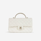 Chanel Mini Top Handle Flap with Strass - Ivory Lambskin  | Champagne Gold Hardware