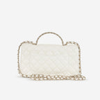 Chanel Mini Top Handle Flap with Strass - Ivory Lambskin  | Champagne Gold Hardware