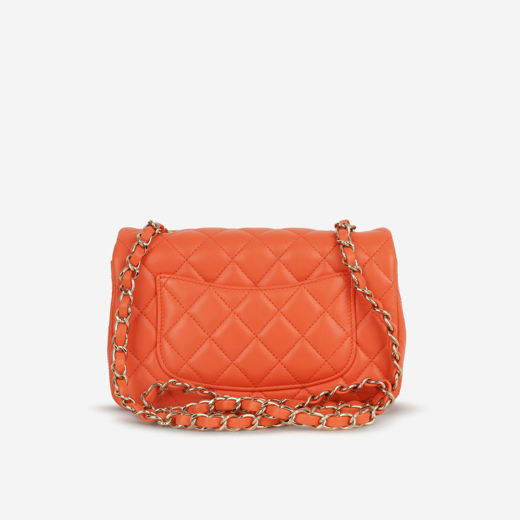 Chanel Mini Rectangular - Orange Lambskin | Champagne Gold Hardware
