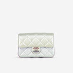 Chanel Classic Mini Wristlet Clutch - Iridescent Rainbow Calfskin | Silver Hardware