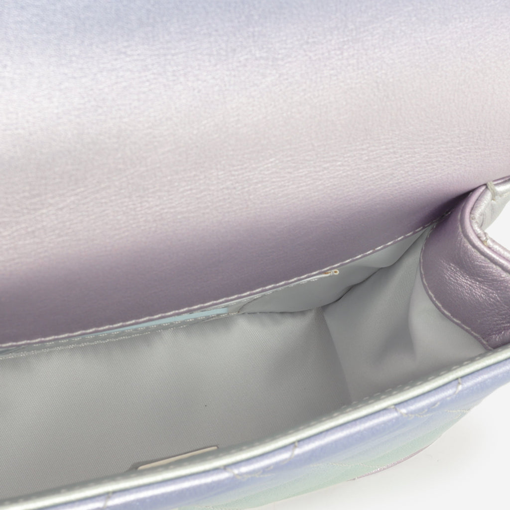Chanel Classic Mini Wristlet Clutch - Iridescent Rainbow Calfskin | Silver Hardware