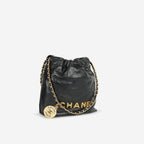 Chanel Mini 22 - Black Calfskin | Gold Hardware