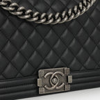 Chanel Old Medium Boy Bag - Black Lambskin | Ruthenium Hardware