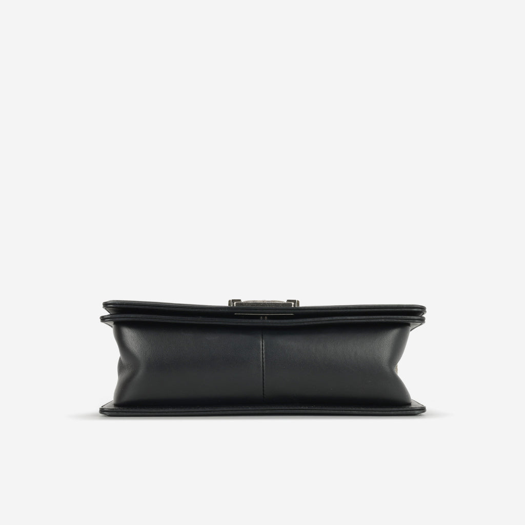 Chanel Old Medium Boy Bag - Black Lambskin | Ruthenium Hardware