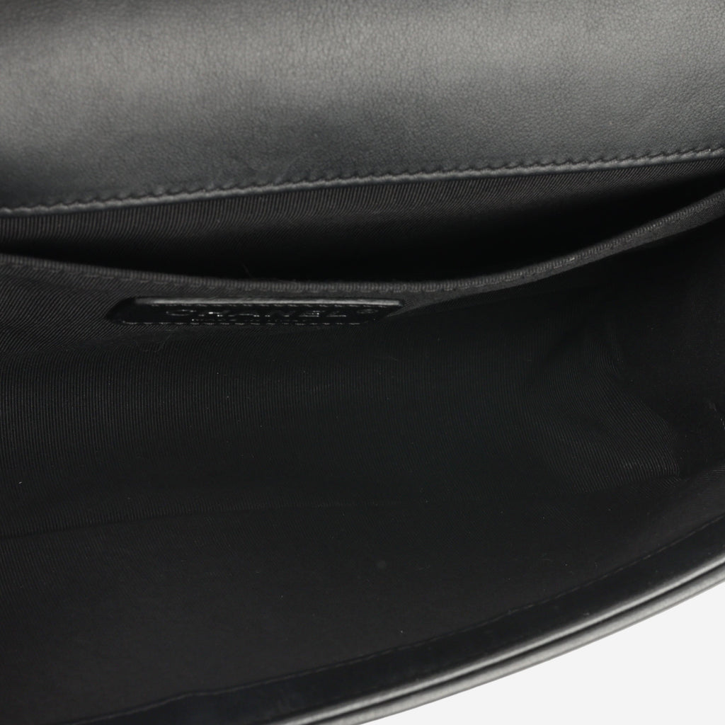 Chanel Old Medium Boy Bag - Black Lambskin | Ruthenium Hardware