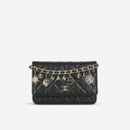 Chanel 21c Chanel Seasonal Wallet On Chain - Black Lambskin |  Champagne Gold Hardware