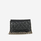 Chanel 21c Chanel Seasonal Wallet On Chain - Black Lambskin |  Champagne Gold Hardware