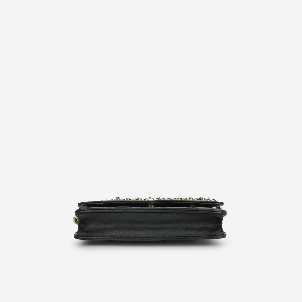 Chanel 21c Chanel Seasonal Wallet On Chain - Black Lambskin |  Champagne Gold Hardware