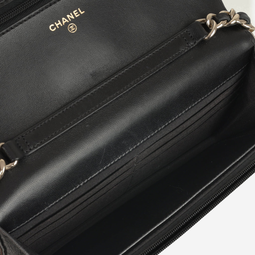 Chanel 21c Chanel Seasonal Wallet On Chain - Black Lambskin |  Champagne Gold Hardware