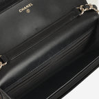 Chanel 21c Chanel Seasonal Wallet On Chain - Black Lambskin |  Champagne Gold Hardware
