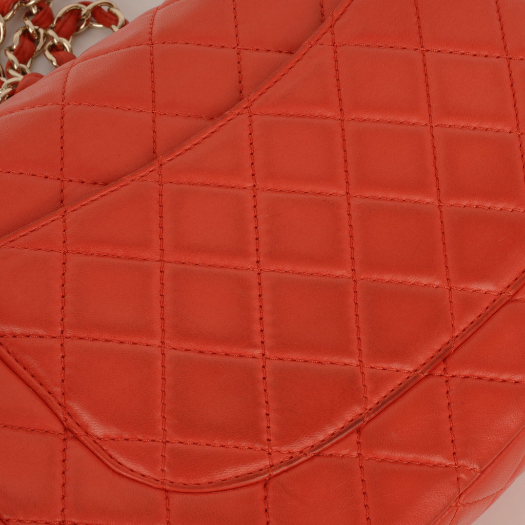 Chanel Classic Jumbo Double Flap - Red Lambskin | Silver Hardware