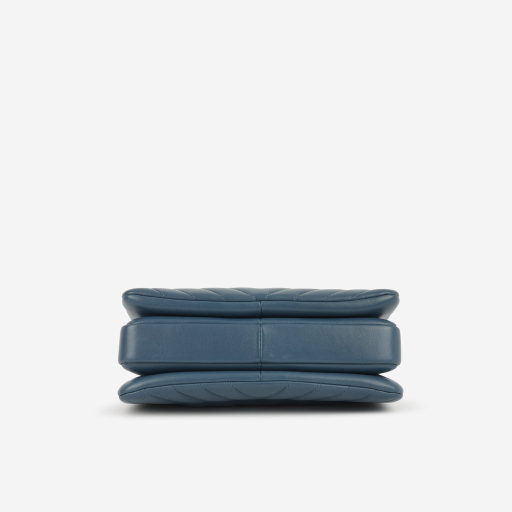 Chanel Small Trendy CC Flap Bag - Blue Chevron Lambskin | Champagne Gold Hardware