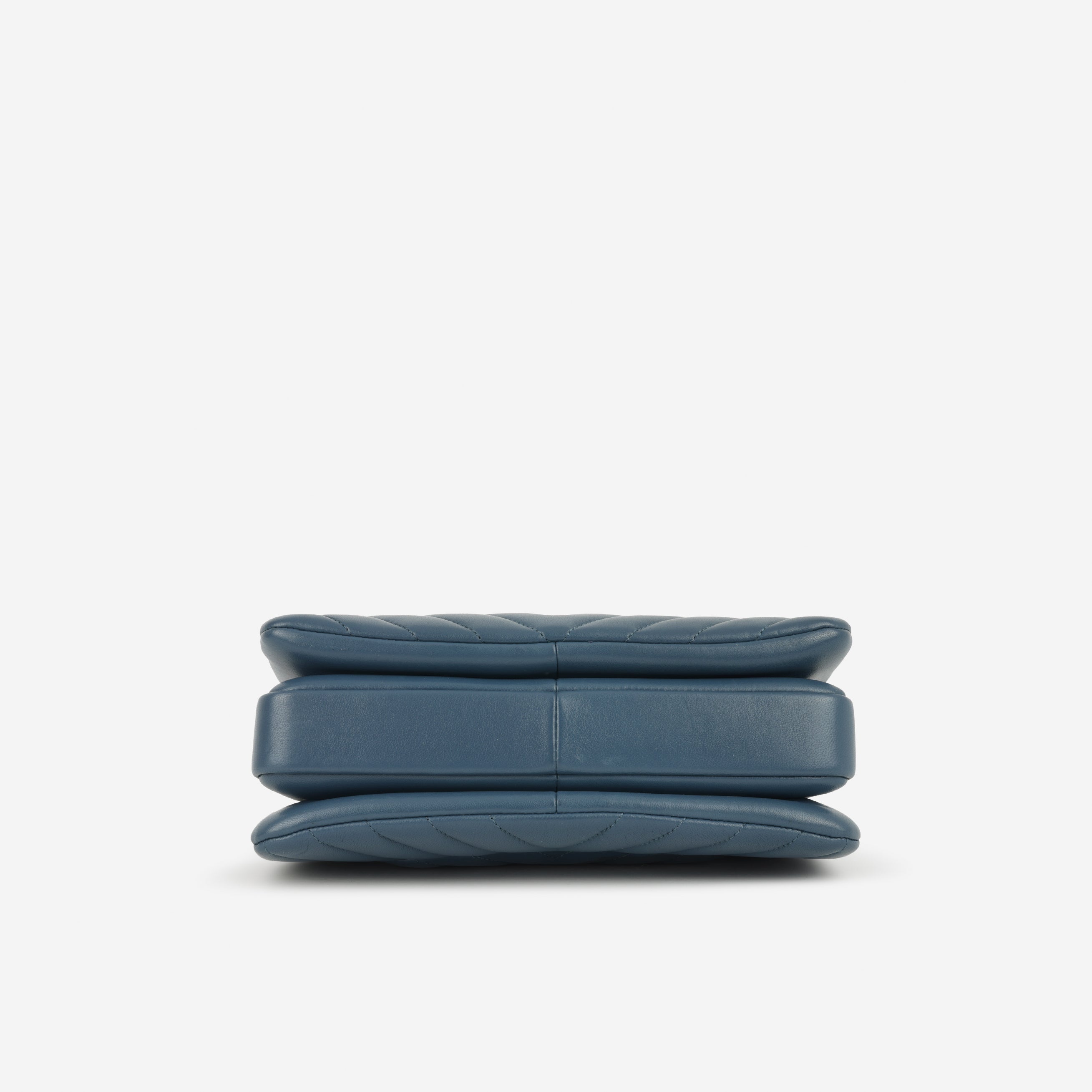 Chanel Small Trendy CC Flap Bag - Blue Chevron Lambskin | Champagne Gold Hardware