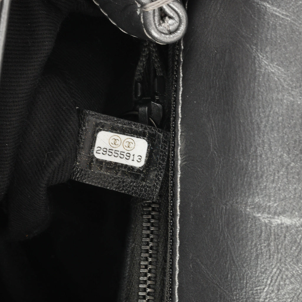 Chanel Medium Coco Handle - Silver Crumpled Calfskin | Black Hardware