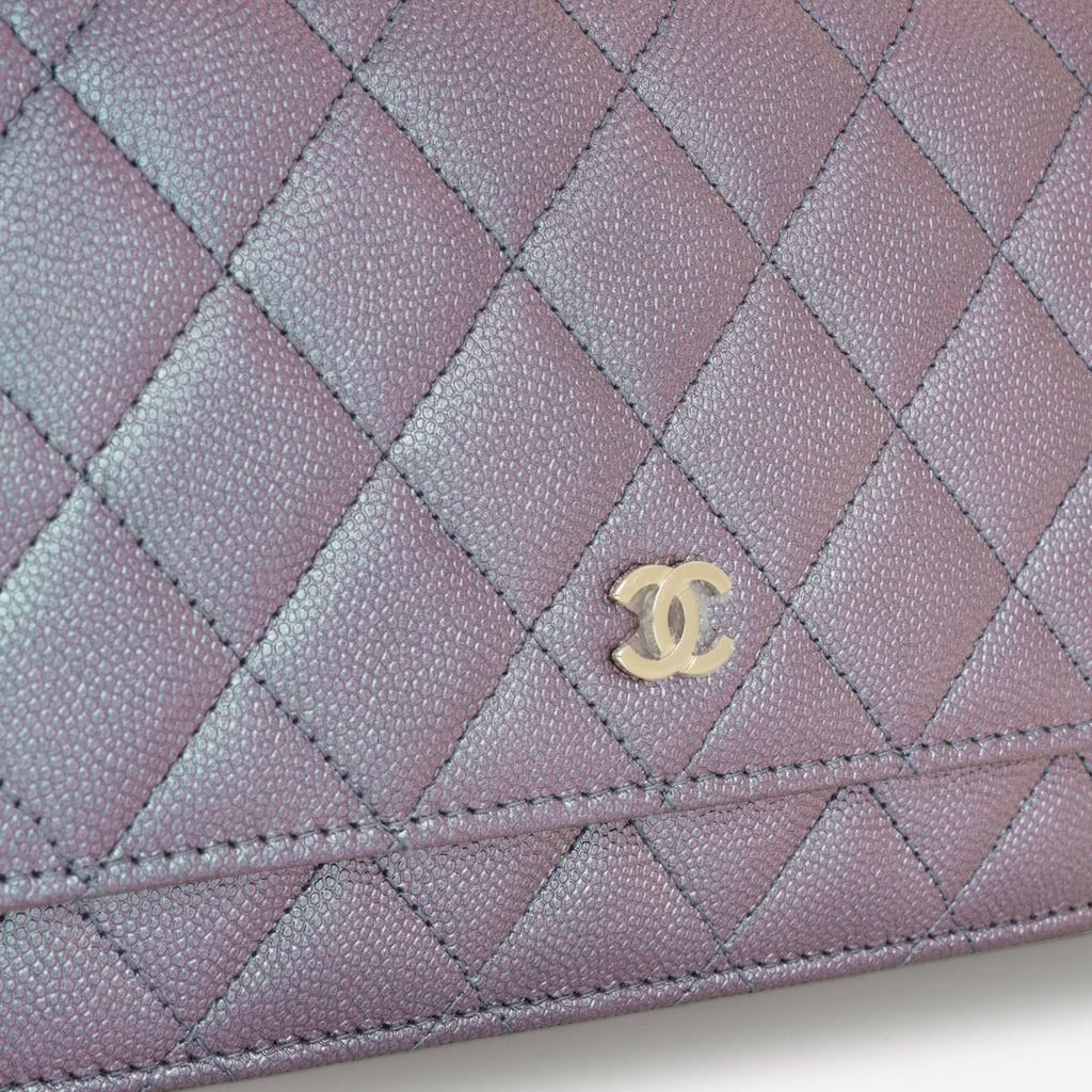 Chanel Classic Wallet on Chain - Iridescent Purple Caviar | Champagne Gold Hardware