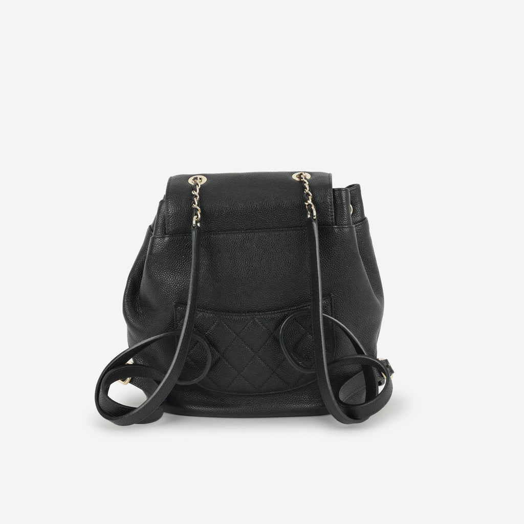 Chanel Matelasse Chain Backpack - Black Caviar | Champagne Gold Hardware