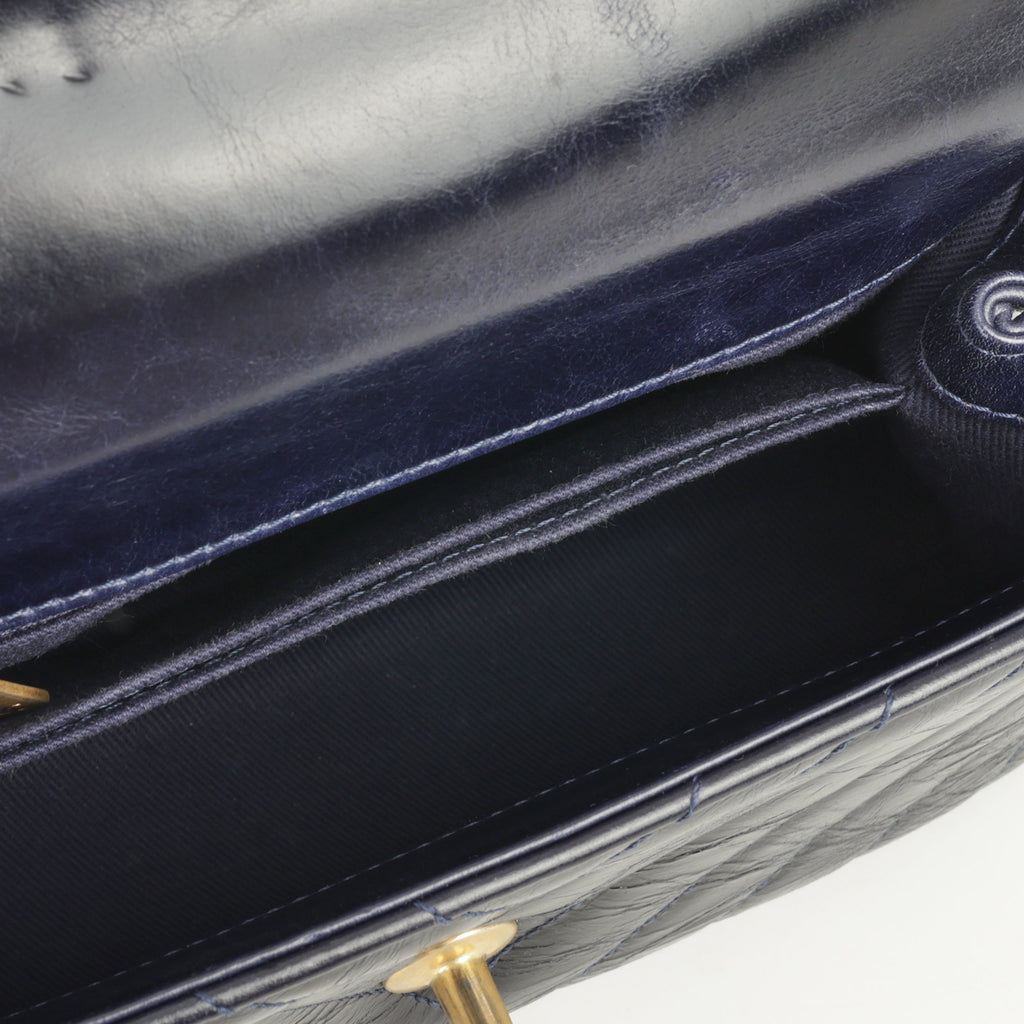 Chanel Small Coco Handle - Navy Chevron Calfskin | Gold Hardware