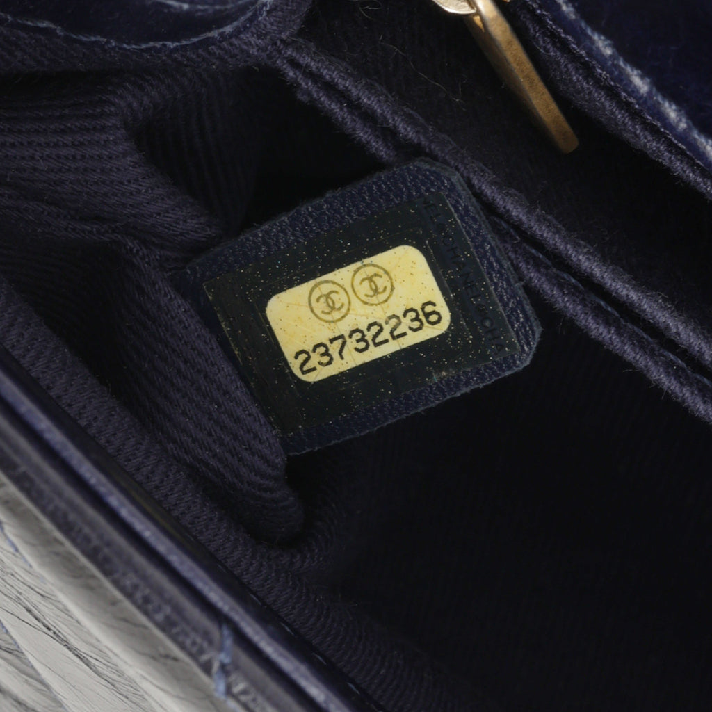 Chanel Small Coco Handle - Navy Chevron Calfskin | Gold Hardware