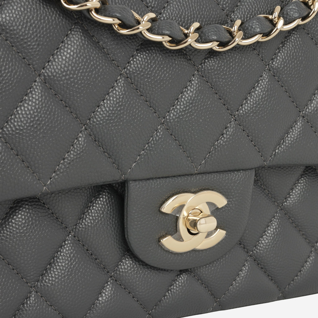 Chanel Medium Classic Flap - Grey Caviar | Champagne Gold Hardware