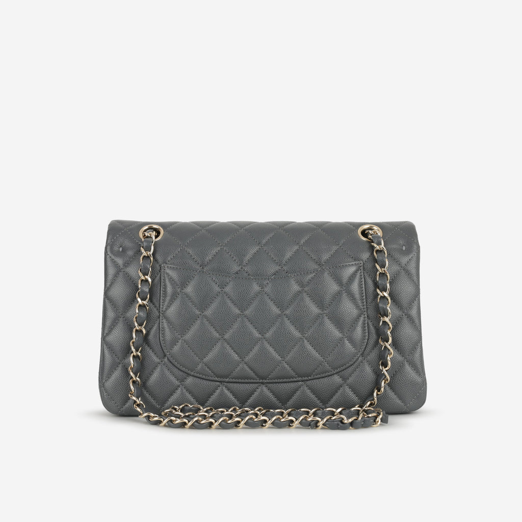 Chanel Medium Classic Flap - Grey Caviar | Champagne Gold Hardware