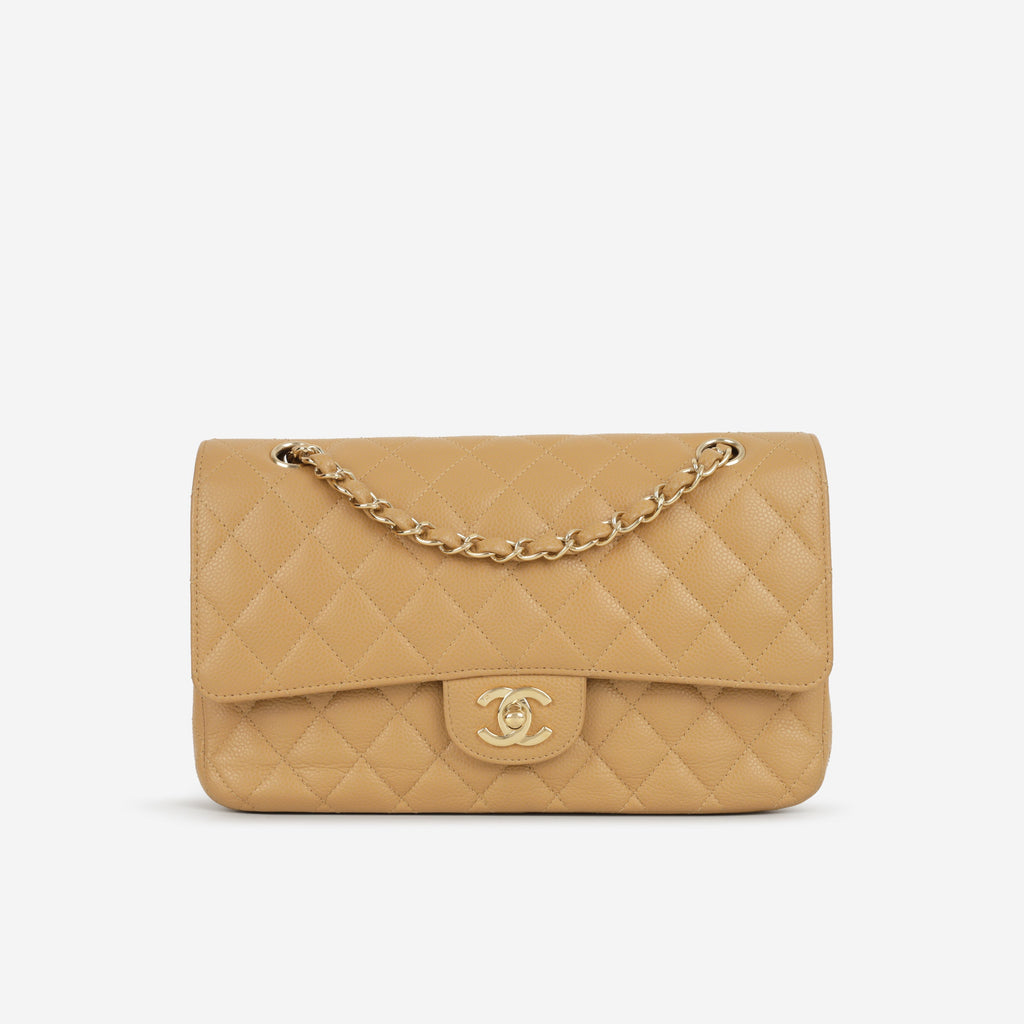 Chanel Vintage Medium Classic Flap - Beige Caviar | Gold Hardware