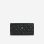 Chanel Long Classic Flap Wallet - Black Caviar | Gold Hardware