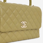 Chanel Medium Coco Handle - Olive Green Caviar | Champagne Gold Hardware