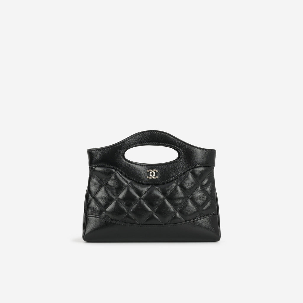 Chanel Nano 31 Clutch on Chain - Black Glazed Calfskin | Champagne Gold Hardware