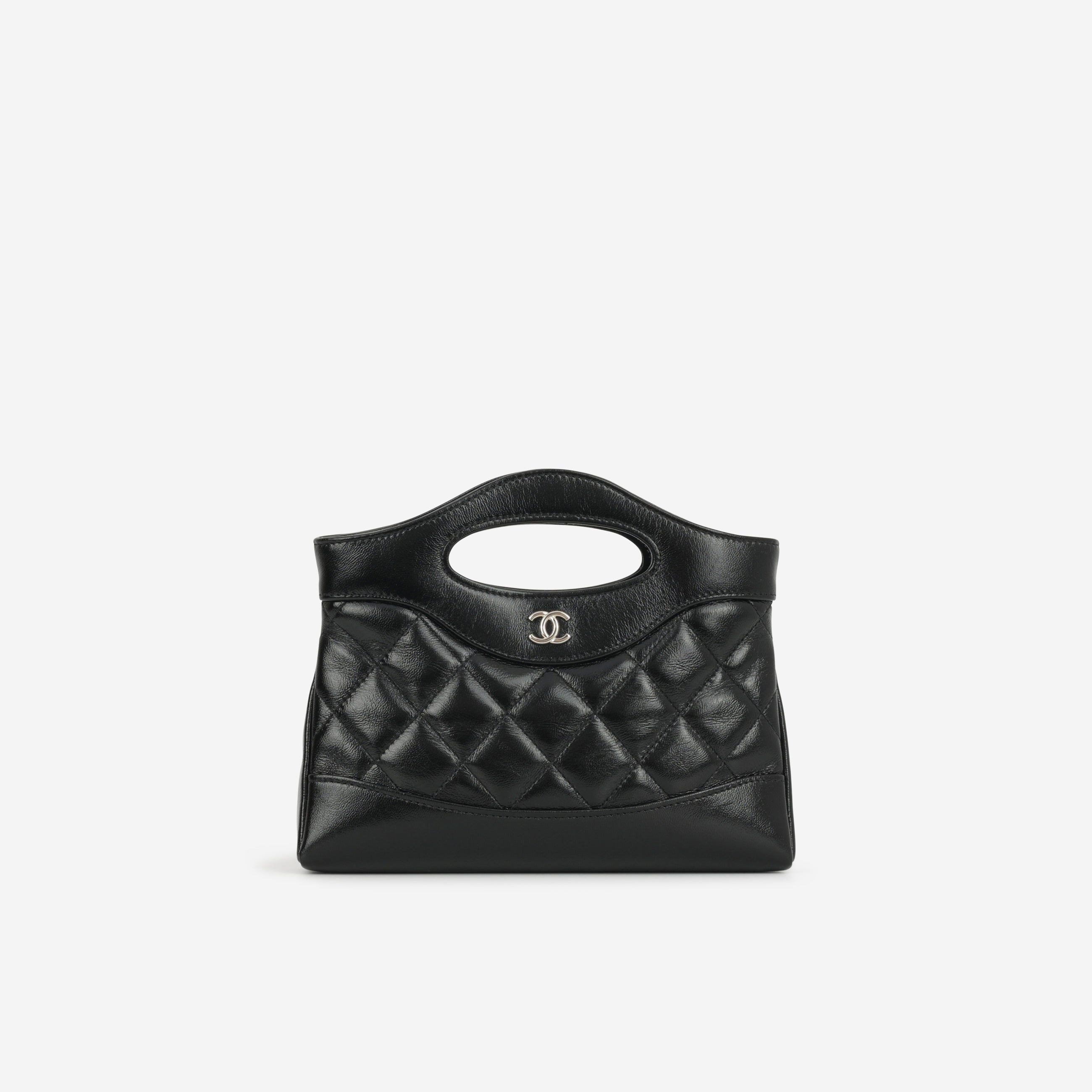 Chanel Nano 31 Clutch on Chain - Black Glazed Calfskin | Champagne Gold Hardware