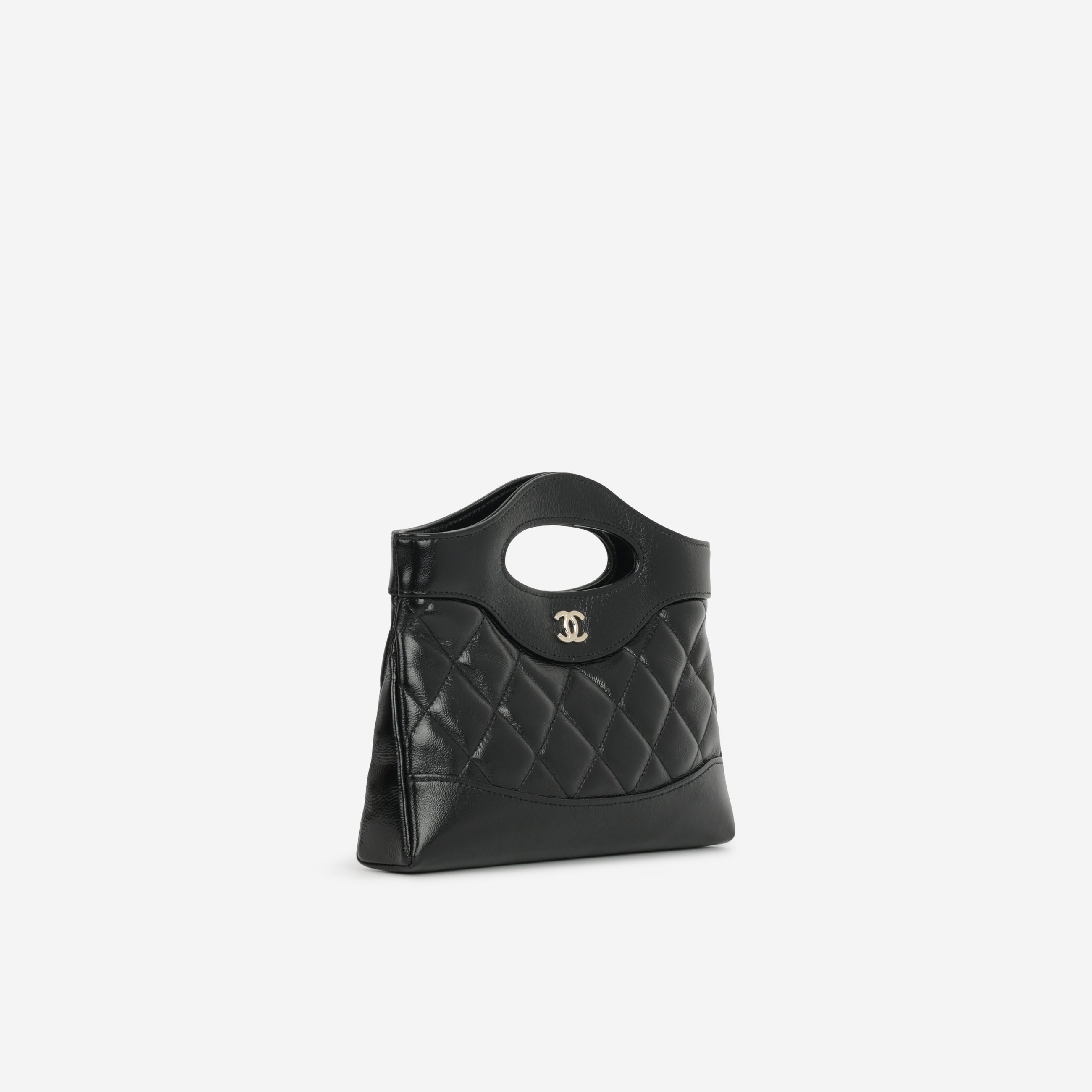 Chanel Nano 31 Clutch on Chain - Black Glazed Calfskin | Champagne Gold Hardware