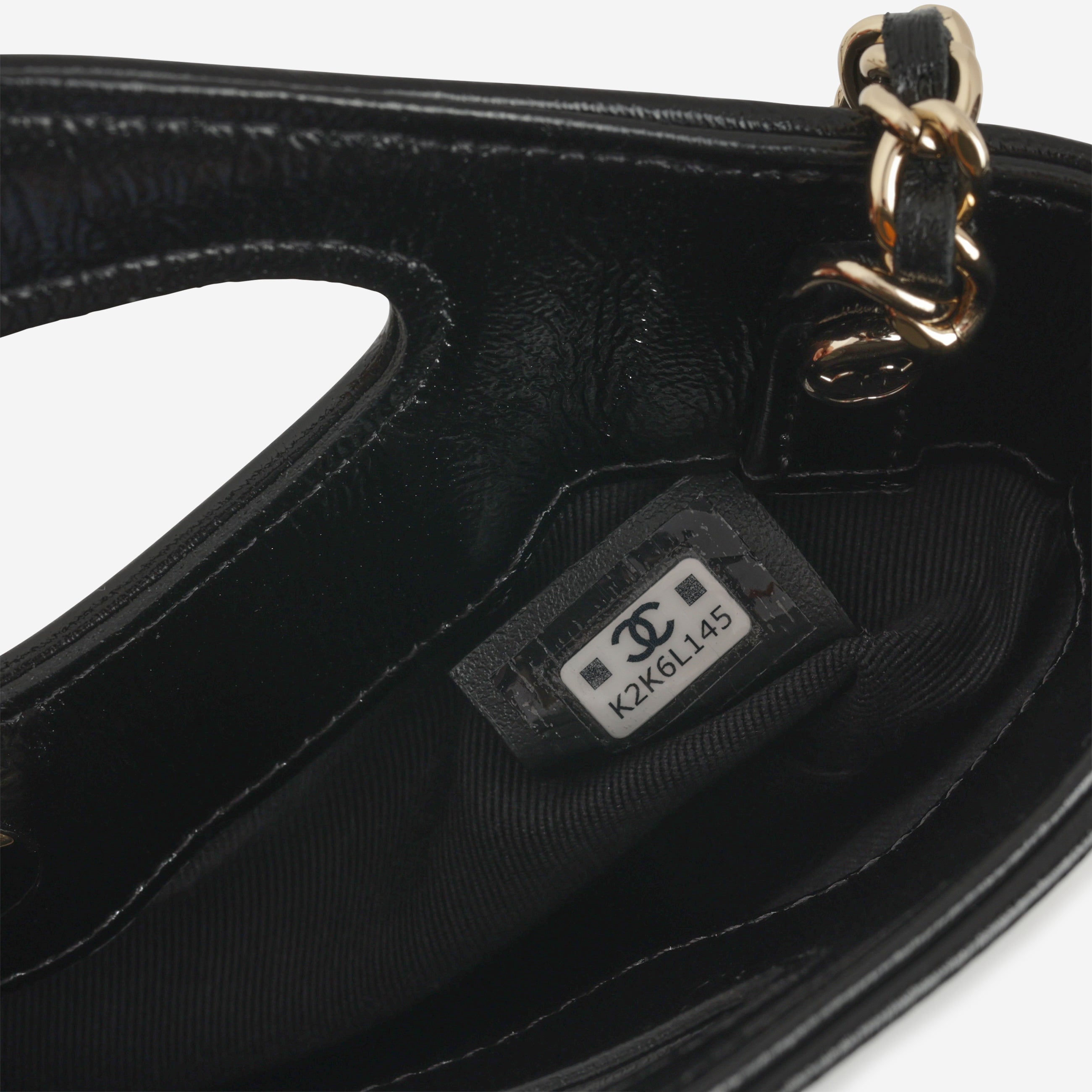 Chanel Nano 31 Clutch on Chain - Black Glazed Calfskin | Champagne Gold Hardware